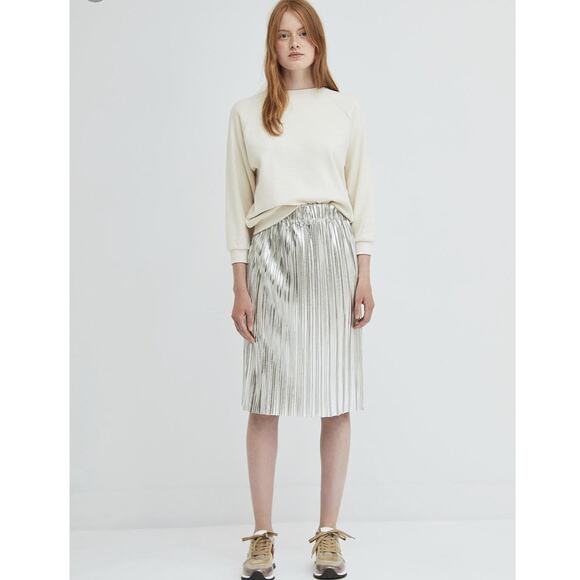 Isabel Marant Étoile Pleated Skirt Size 34 US XS Silver Metallic Knee Length - Picture 1 of 6